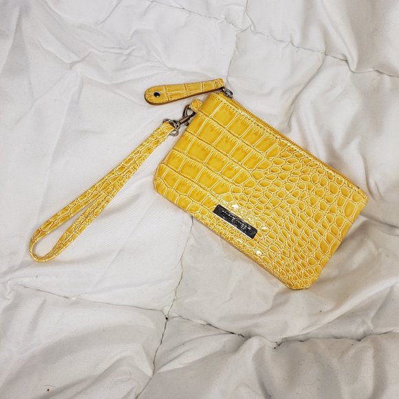 Nine West Handbags - Nine West Yellow Faux Snake Skin Wristlet
